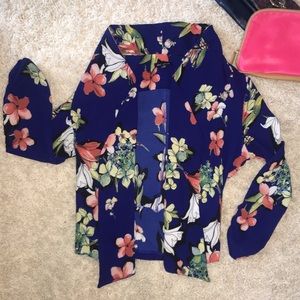 Floral blue stretch blazer